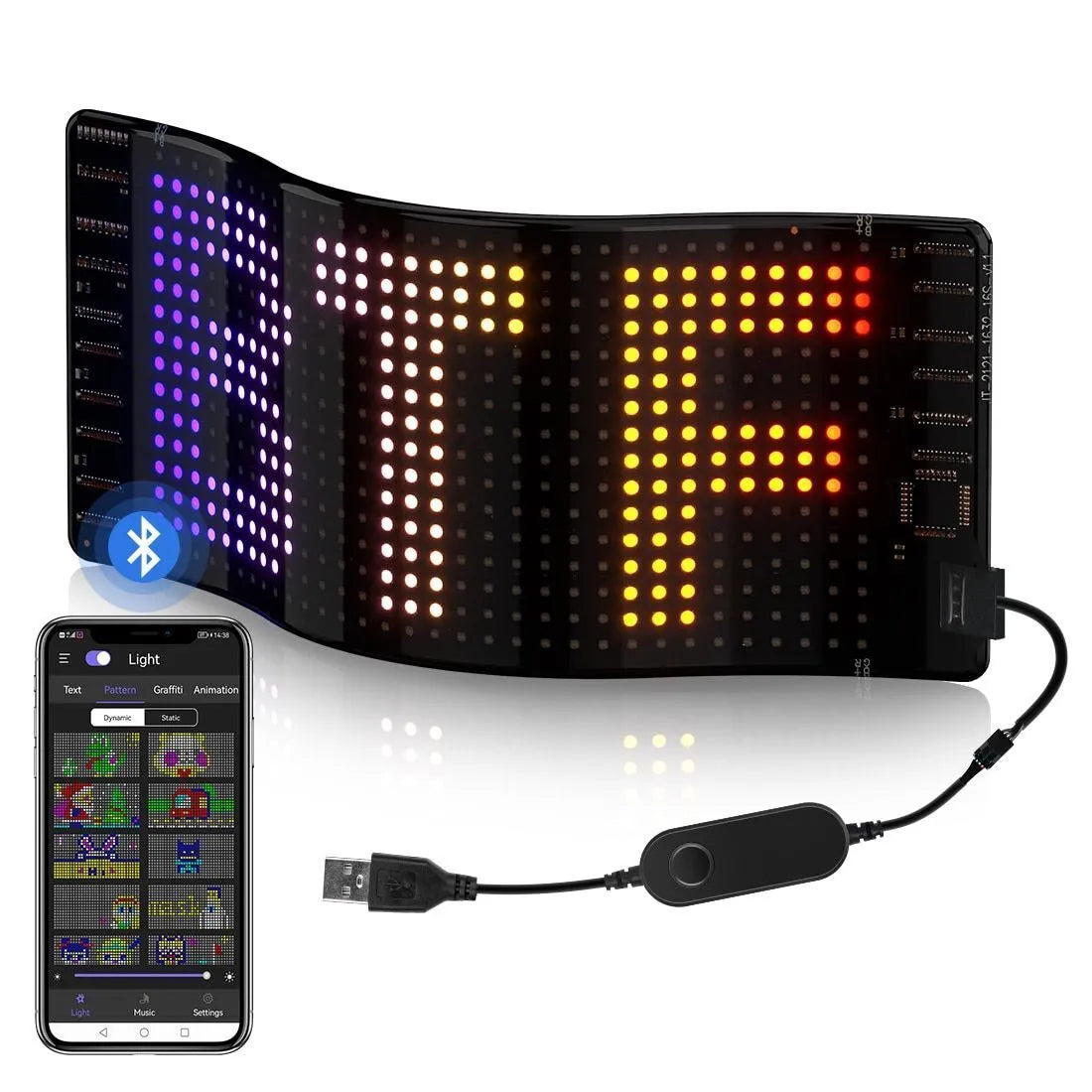 USB LED sign-Bluetooth App control-Text Animation Display-