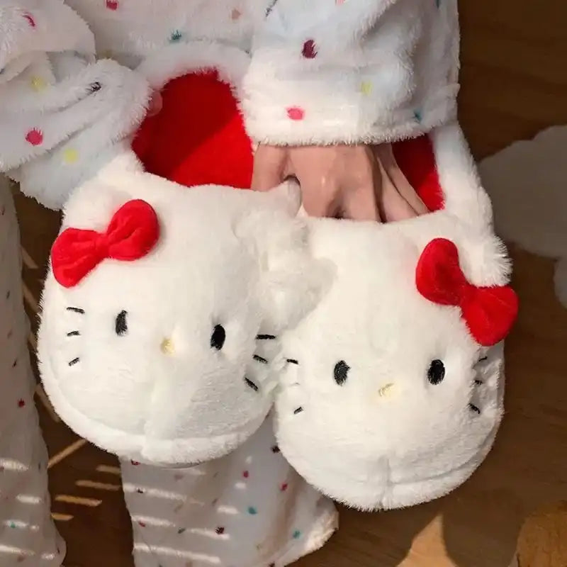 Hello Kitty Kawaii Fluffy Fuzzy House Shoe Slippers