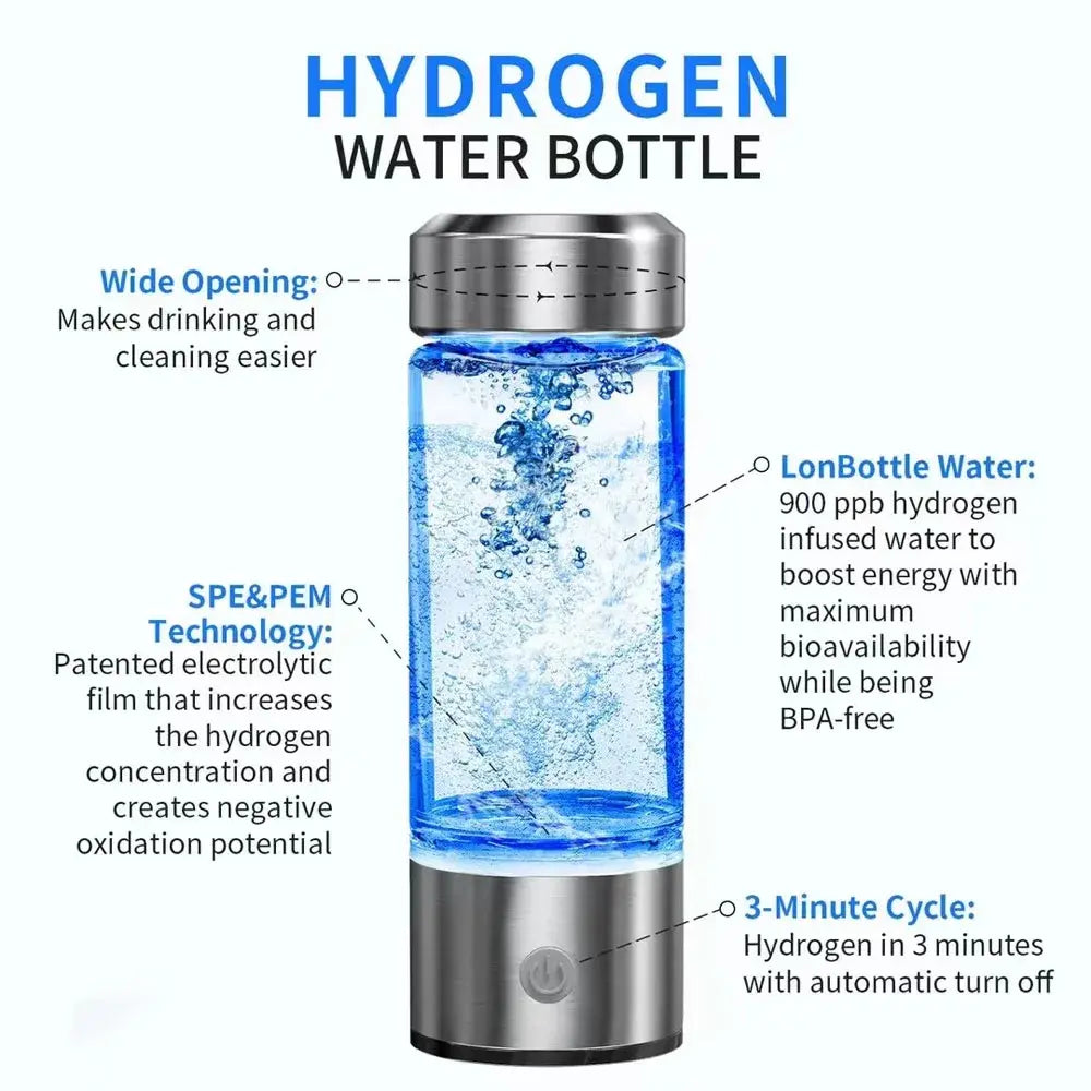 Botella de agua rica en hidrógeno