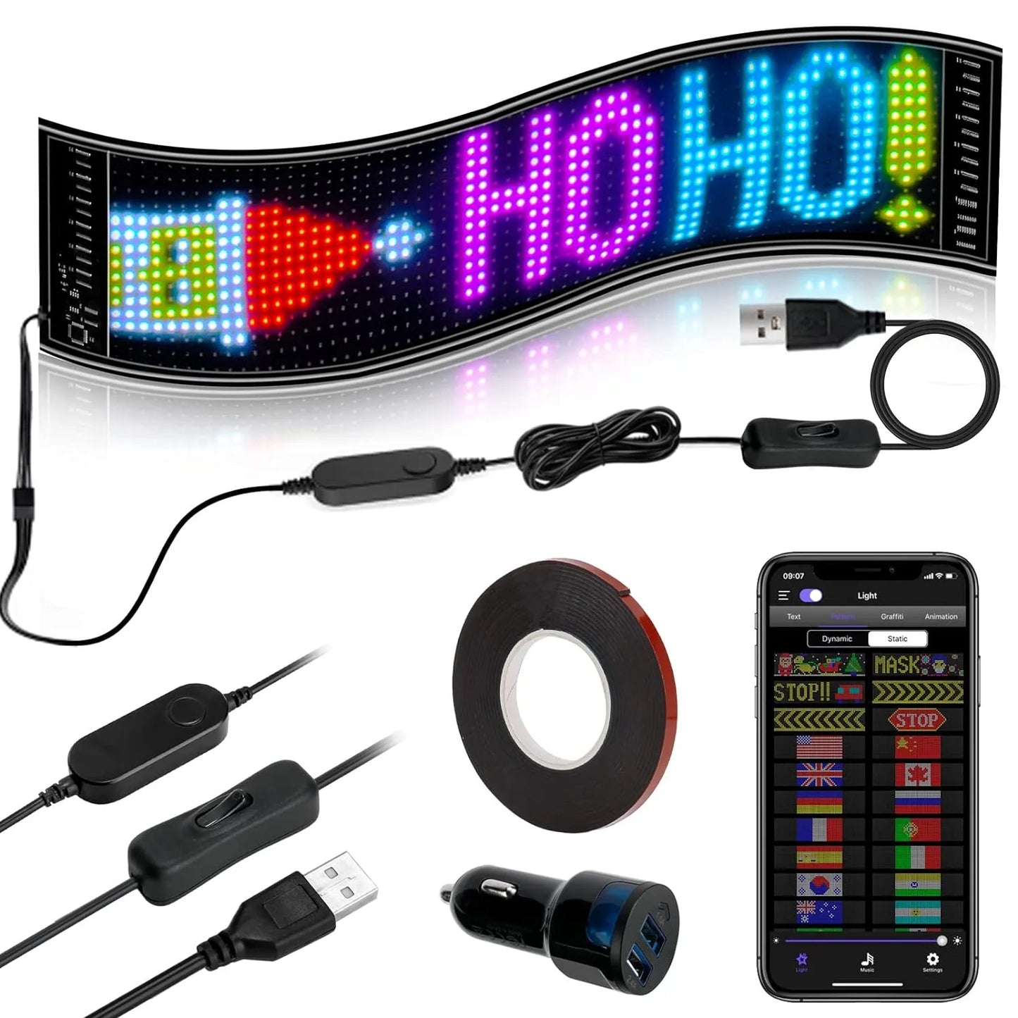 USB LED sign-Bluetooth App control-Text Animation Display-