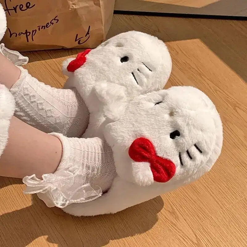 Hello Kitty Kawaii Fluffy Fuzzy House Shoe Slippers