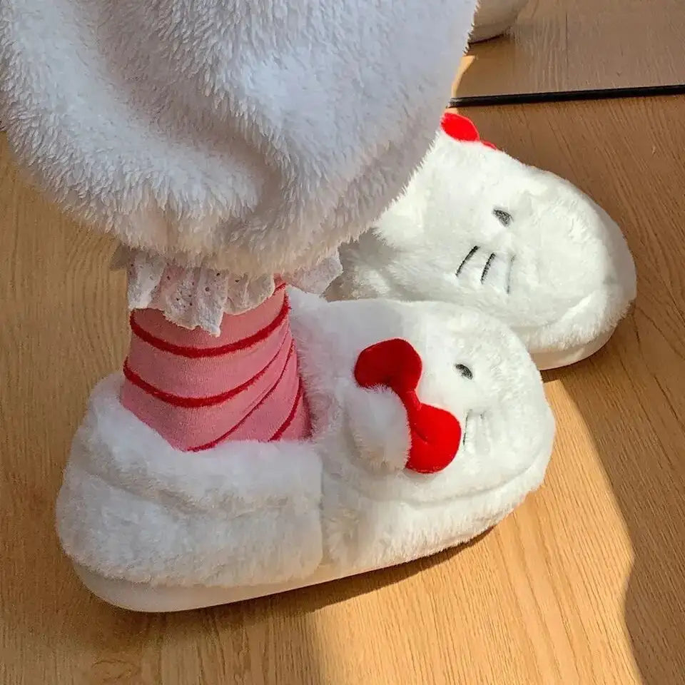 Hello Kitty Kawaii Fluffy Fuzzy House Shoe Slippers